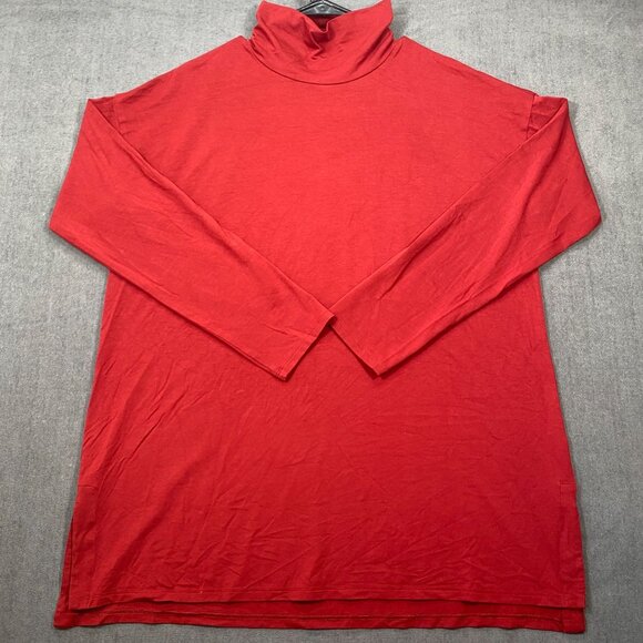 J.Jill Luxe Supima High-Low Turtleneck Tunic Maroon Long Sleeve Womens Size L - Picture 1 of 11
